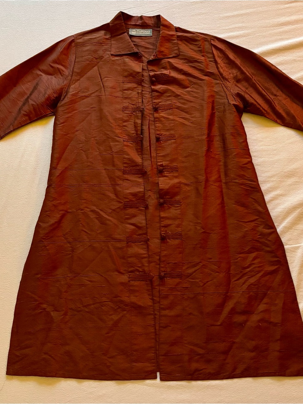 Beautiful deep red dupioni 100% silk overlay
